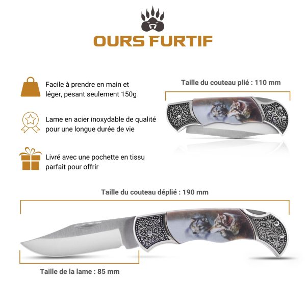 features wolf folding knife
