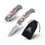 deer folding knife with pouch