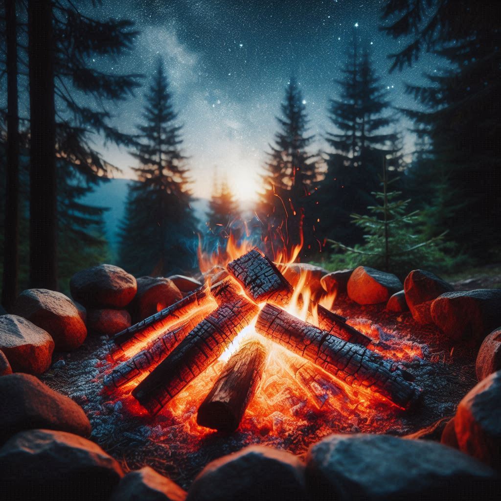 braises de feu de camp dans la nature